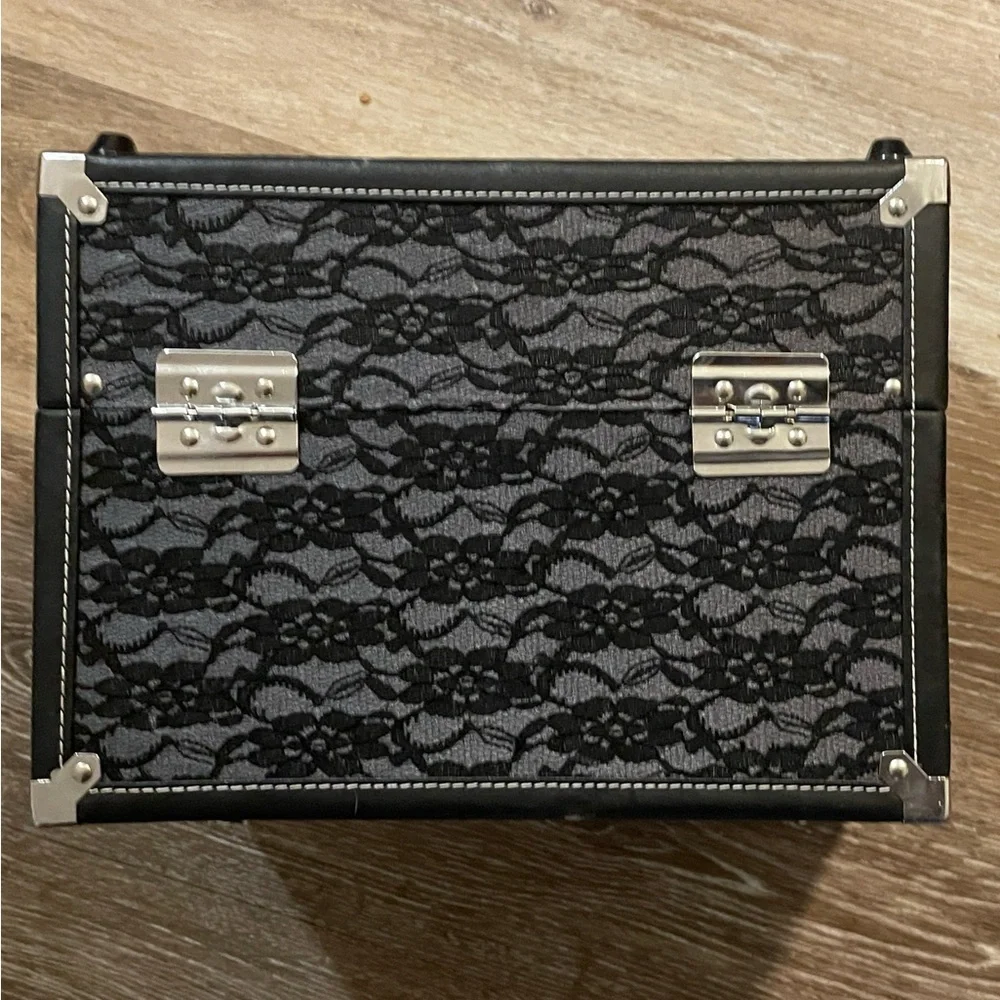 Vintage Caboodles Black Lace Train Case
